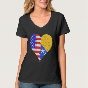 アメリカンボスニア国旗のハート Tシャツ