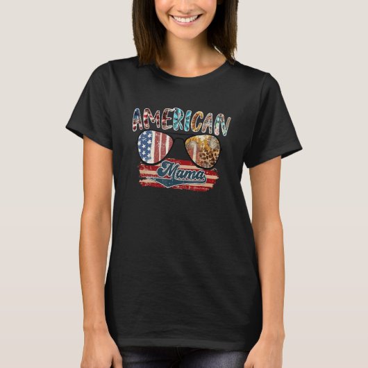 アメリカンマサングラス7月4日ヒョウ Tシャツ (正面)