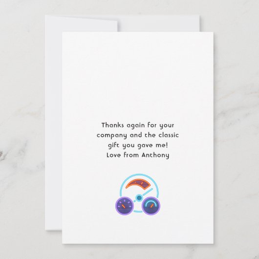 アメリカンマッスルカーネオン誕生日 サンキューカード (裏面)