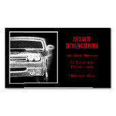 アメリカンマッスルカー白黒車の マグネット名刺 (正面)