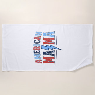アメリカンママ愛国ビンテージ彫刻Tシャツデザイン ビーチタオル