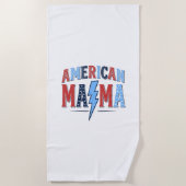 アメリカンママ愛国ビンテージ彫刻Tシャツデザイン ビーチタオル (正面)