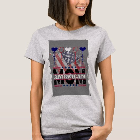 アメリカンママTシャツ – 愛国的な米国国旗 Tシャツ (正面)