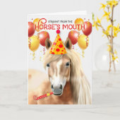 アメリカンミニチュアホースパロミノおもしろい誕生日 カード (黄色い花)