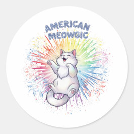アメリカンムオーギク – Sparkly Cat & Rainbow Fireworks ラウンドシール