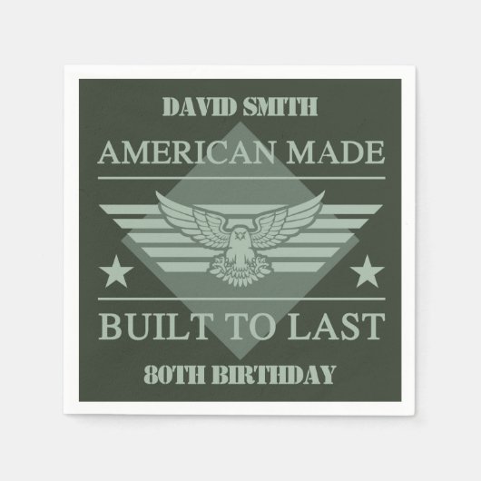 アメリカンメイド80誕生日 スタンダードカクテルナプキン (正面)