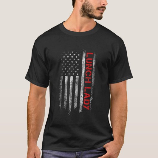 アメリカンランチレディ統一された州米国国旗のレディーパット Tシャツ (正面)