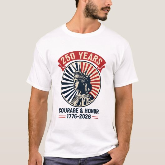 アメリカンリバティ像 勇気 名誉 記念 Tシャツ (正面)