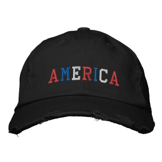 アメリカンレッドブルーホワイト 刺繍入りキャップ (正面)