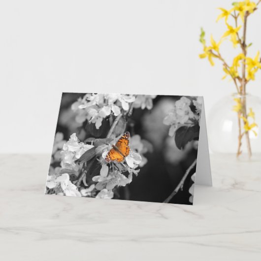 アメリカンレディーバタフライ折りグリーティングカード カード (黄色い花)