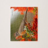 アメリカンロビンとピラカンサのポンメ ジグソーパズル (縦)