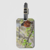 アメリカンロビン – 春の花 ラゲッジタグ (正面縦)