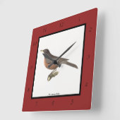 アメリカンロビン(Turdus migraatorius)ニューヨークの鳥 スクエア壁時計 (傾斜)