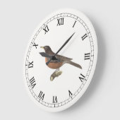 アメリカンロビン(Turdus migraatorius)ニューヨークの鳥 ラージ壁時計 (傾斜)