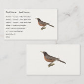 アメリカンロビン(Turdus migraatorius)ニューヨークの鳥 名刺 (正面/裏面)