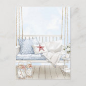 アメリカン水彩 愛国的な夏のポーチ ポストカード (正面)