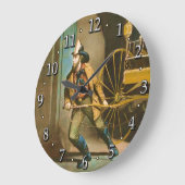 アメリカン消防士スタイル2時 ラージ壁時計 (傾斜)