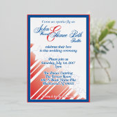 アメリカン結婚・ドリームの赤と青結婚の夢 箔招待状 (立ち正面)