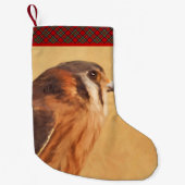 アメリカン絵画ケストレル – Bird Artオリジナル スモールクリスマスストッキング (正面)