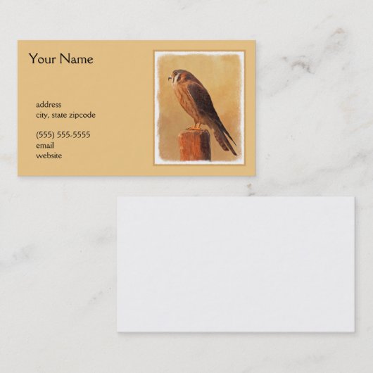 アメリカン絵画ケストレル – Bird Artオリジナル 名刺 (正面/裏面)
