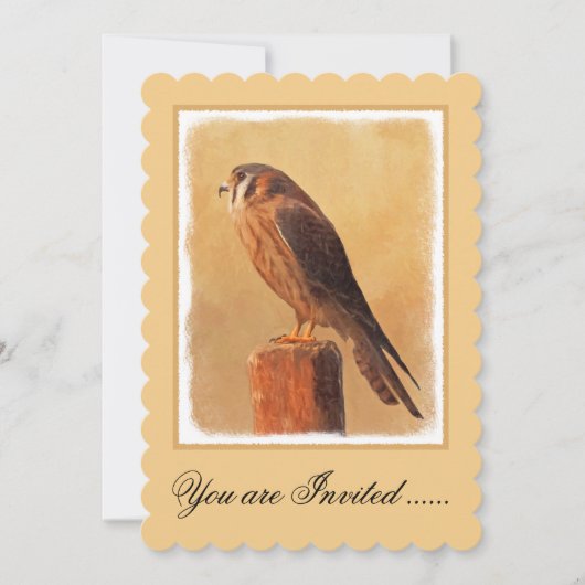 アメリカン絵画ケストレル – Bird Artオリジナル 招待状 (正面)