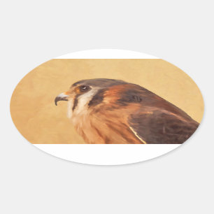 アメリカン絵画ケストレル – Bird Artオリジナル 楕円形シール