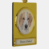 アメリカン絵画フォックスハウンド – Cuteオリジナルドッグアート ゴールドプレートバナーオーナメント (右)