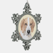 アメリカン絵画フォックスハウンド – Cuteオリジナルドッグアート スノーフレークピューターオーナメント (左)