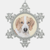 アメリカン絵画フォックスハウンド – Cuteオリジナルドッグアート スノーフレークピューターオーナメント (正面)