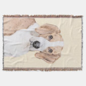 アメリカン絵画フォックスハウンド – Cuteオリジナルドッグアート スローブランケット (正面)