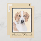 アメリカン絵画フォックスハウンド – Cuteオリジナルドッグアート ポストカード (正面/裏面)