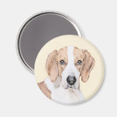 アメリカン絵画フォックスハウンド – Cuteオリジナルドッグアート マグネット (正面/裏面)