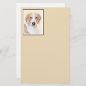 アメリカン絵画フォックスハウンド – Cuteオリジナルドッグアート 便箋 (正面/裏面)