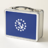 アメリカン航海のヨット国旗ネイビーブルーデコール メタルランチボックス (裏面)