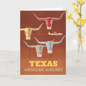 アメリカン航空のテキサス州行きの旅行ポスター カード (黄色い花)