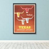 アメリカン航空のテキサス州行きの旅行ポスター キャンバスプリント (インサイチュ (ウッドフロア))