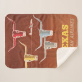 アメリカン航空のテキサス州行きの旅行ポスター シェルパブランケット (正面(横))