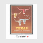 アメリカン航空のテキサス州行きの旅行ポスター シール (シート)