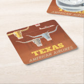 アメリカン航空のテキサス州行きの旅行ポスター スクエアペーパーコースター (アングル)