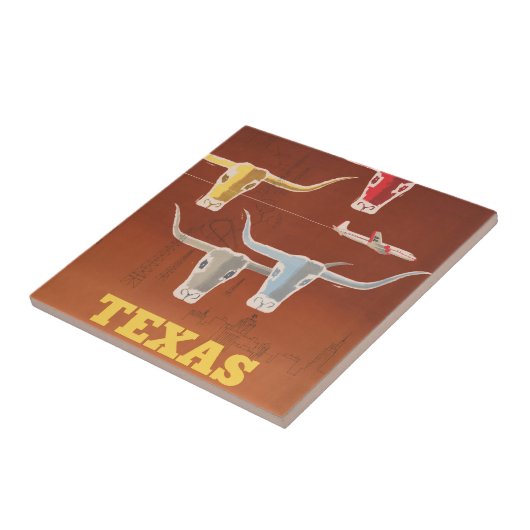 アメリカン航空のテキサス州行きの旅行ポスター タイル (側面)