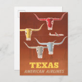 アメリカン航空のテキサス州行きの旅行ポスター ポストカード (正面/裏面)