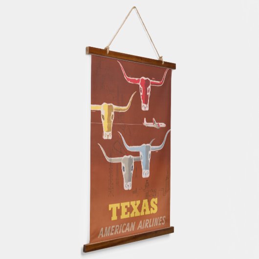 アメリカン航空のテキサス州行きの旅行ポスター 吊り下げ型タペストリー (傾斜あり)