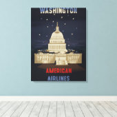 アメリカン航空のヴィンテージ旅行ポスター キャンバスプリント (インサイチュ (ウッドフロア))