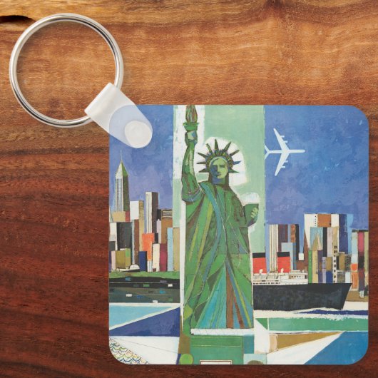 アメリカン航空のヴィンテージ旅行ポスター キーホルダー (正面)