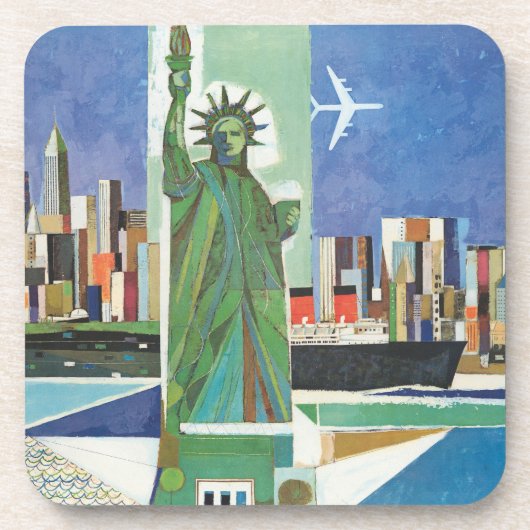 アメリカン航空のヴィンテージ旅行ポスター コースター (正面)