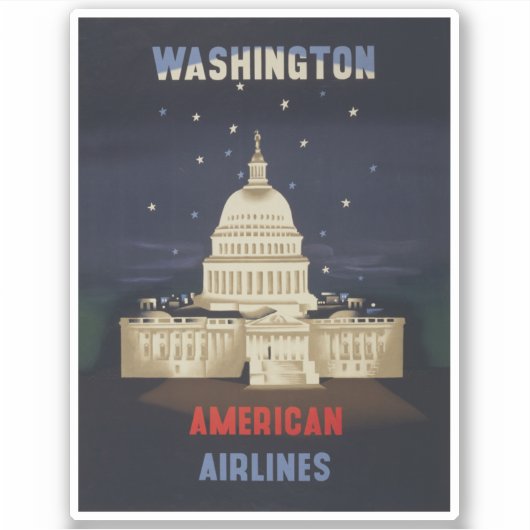 アメリカン航空のヴィンテージ旅行ポスター シール (正面)