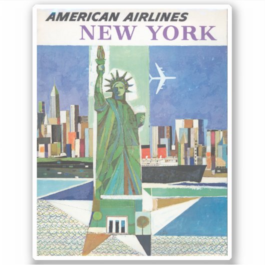 アメリカン航空のヴィンテージ旅行ポスター シール (正面)