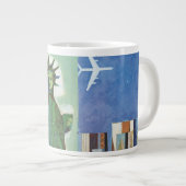 アメリカン航空のヴィンテージ旅行ポスター ジャンボコーヒーマグカップ (正面右)