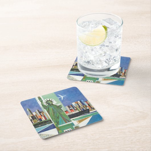 アメリカン航空のヴィンテージ旅行ポスター スクエアペーパーコースター (インサイチュ)