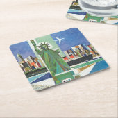 アメリカン航空のヴィンテージ旅行ポスター スクエアペーパーコースター (アングル)